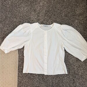Zara White Puff Sleeve Blouse